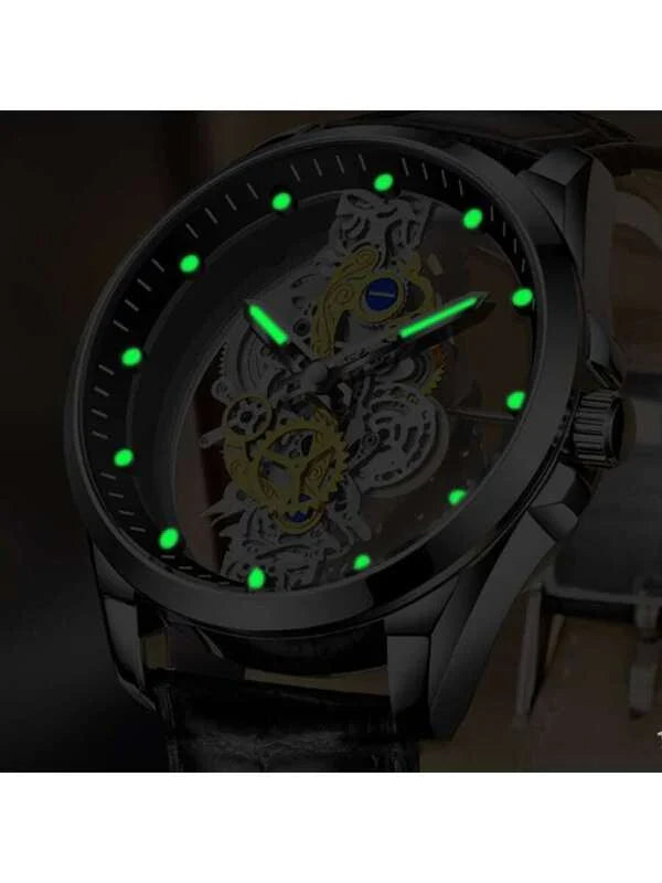 White Blue - Black Leather - Automatic -41mm