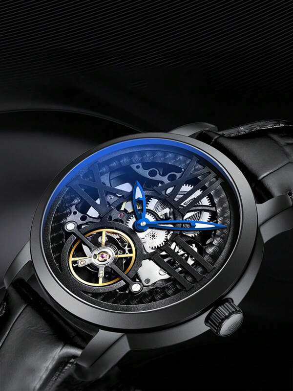 Black White- Black Leather - Automatic -41mm