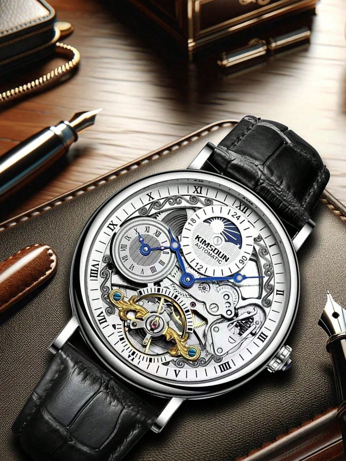 White Silver - Brown Leather - Automatic -41mm