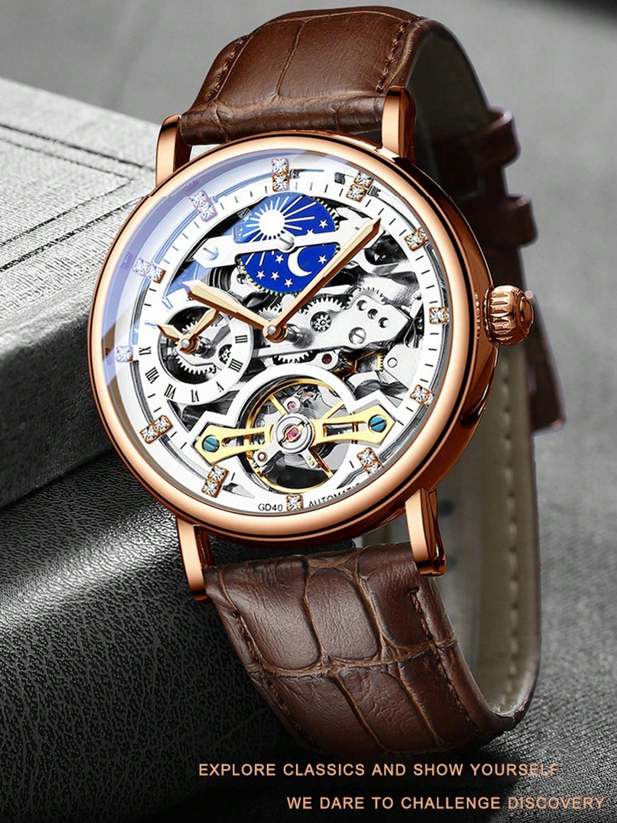 White Silver - Brown Leather - Automatic -41mm