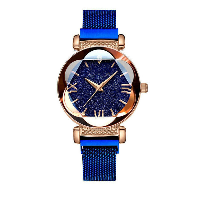 Lady -Blue 904L Steel-Blue leather -Quartz -33mm