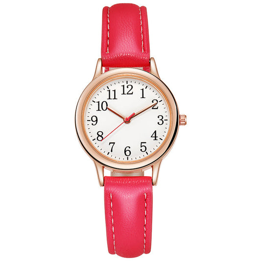 Lady -White 904L Steel -Rosegold-Pink leather -Quartz -33mm